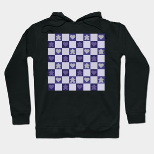 Purple Periwinkle Meeple Gingham Check | Game Night Picnic Checkerboard Hoodie